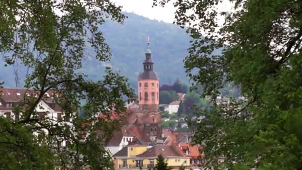 Vue Sur Église Principale Baden Baden Allemagne Entourée Arbres — Video