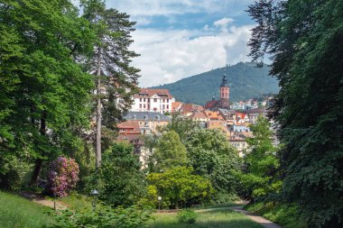 Panoramik collegiate Kilisesi Baden-Baden Almanya, Avrupa'da yaz
