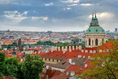 Prag tarihi merkezinin manzara panoramik manzarası, Çek Repu