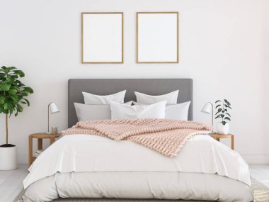 bir daire içinde yeni modern yatak odası. 3D render
