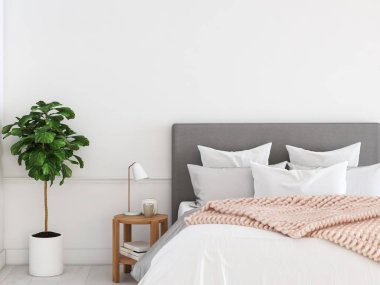 bir daire içinde yeni modern yatak odası. 3D render