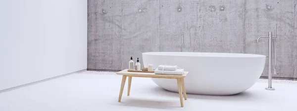 Nuevo baño zen moderno con pared blanca. renderizado 3d — Foto de Stock