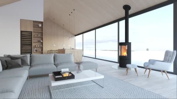új modern skandináv tetőtéri lakás. 3D-leképezés