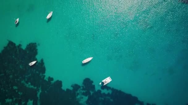 Drone vista de aves del mar mediterráneo por Cerdeña italia. vaction de verano — Vídeo de stock