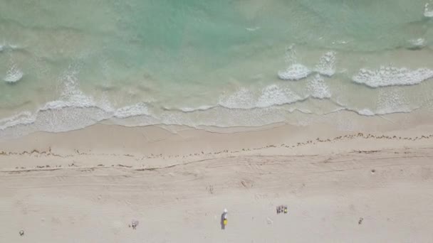 Вид с воздуха на песчаный пляж. miami beach — стоковое видео