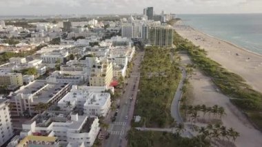 Ocean Drive üstten görünüm. South Beach Miami
