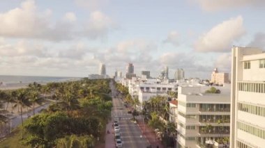 Ocean Drive üstten görünüm. South Beach Miami