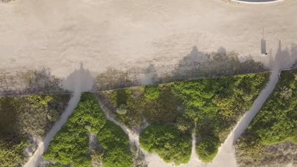रेतीले समुद्र तट का हवाई दृश्य। miami समुद्र तट — स्टॉक वीडियो