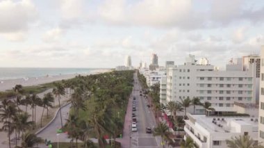 Ocean Drive üstten görünüm. South Beach Miami