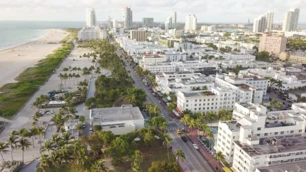 Vista superior de Ocean Drive. South Beach Miami — Vídeos de Stock