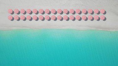 aerial top view on the beach with lots of beach umbrella. clipart