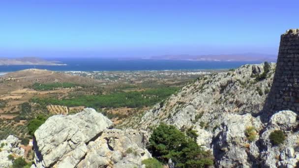 Yunanistan Kos Adasında Tarihi Bir Yer Olan Paleo Pili Şatosundan — Stok video
