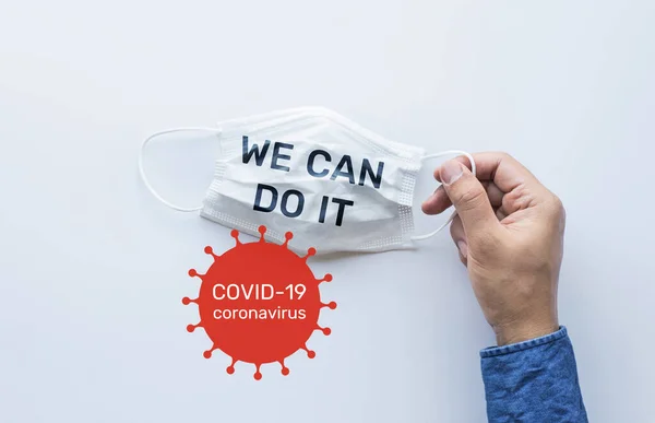 WE CAN DO IT on coronavirus,covid-19 outbreak around the world .body health care.medical equipment.demand and supply.hope and solution.big change situation,Protect yourself with mask
