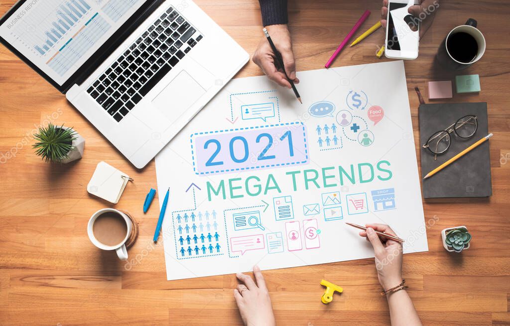 2021 Maga trends with digital marketing concepts.Bsusiness plan and strategy analysis