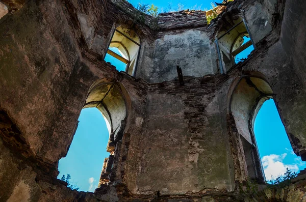 Vista Dentro Torre Ruínas Castelo Velho Aldeia Chervonograd Região Ternopil — Fotografia de Stock