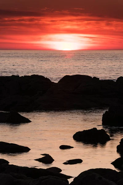 Puesta Sol Horizonte Cielo Rojo — Foto de Stock