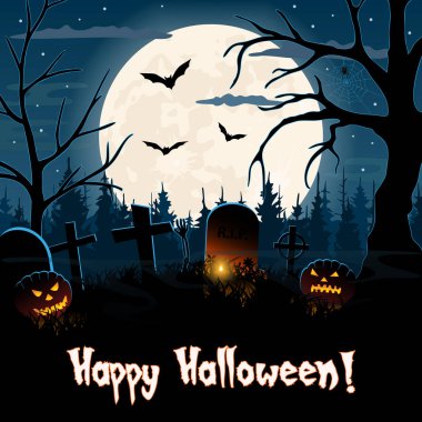 Ürkütücü mezarlığı Cadılar Bayramı tebrik kartı