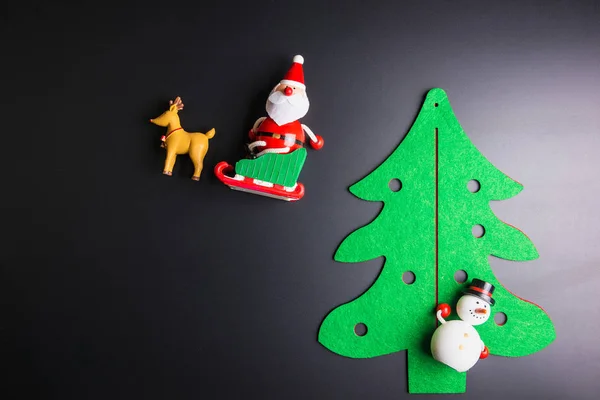 Decorazioni Natalizie Sfondo Nero Con Spazio Copiato Concetto Giorno Natale — Foto Stock