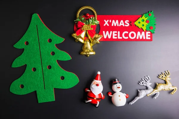 Kerstversiering Zwarte Achtergrond Met Kopie Ruimte Kerstdag Concept — Stockfoto