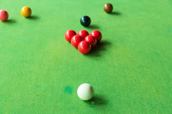 Close up snooker ball on the green snooker table. — Stock Photo, Image