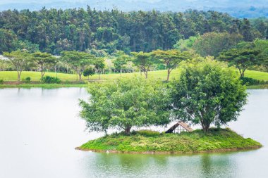 Göldeki küçük bir ada. Tayland.