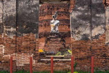 Ayutthaya Tarih Parkındaki eski heykel, Phra Nakhon Si Ayutthay