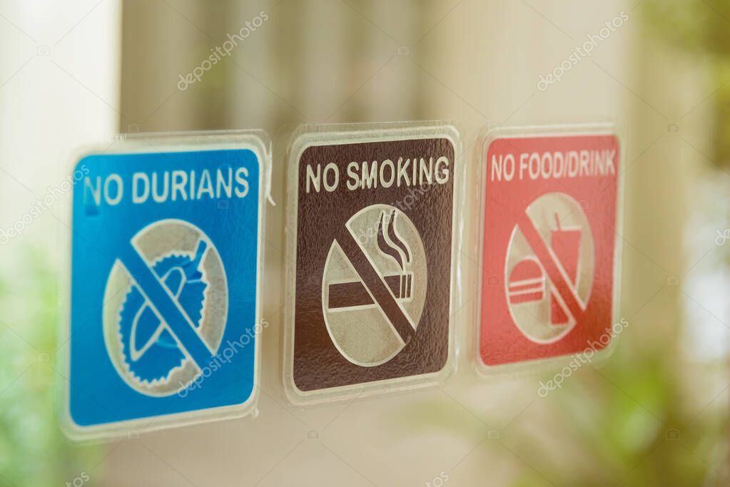Forbidden signst. No Durian food and cigarette