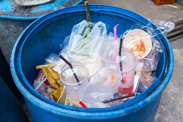 Plastic bags waste in plastic trash