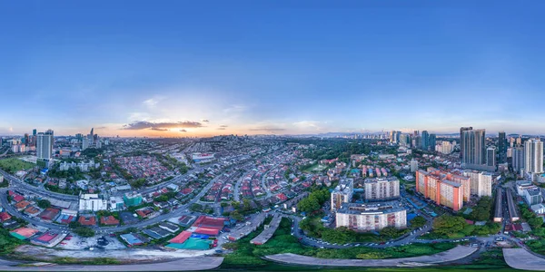 stock image Aerial panorama cityscape of Kuala Lumpur,Malaysia(Bangsar). Drone shot at level 30. Full VR 360 degree.Early morning /Early evening