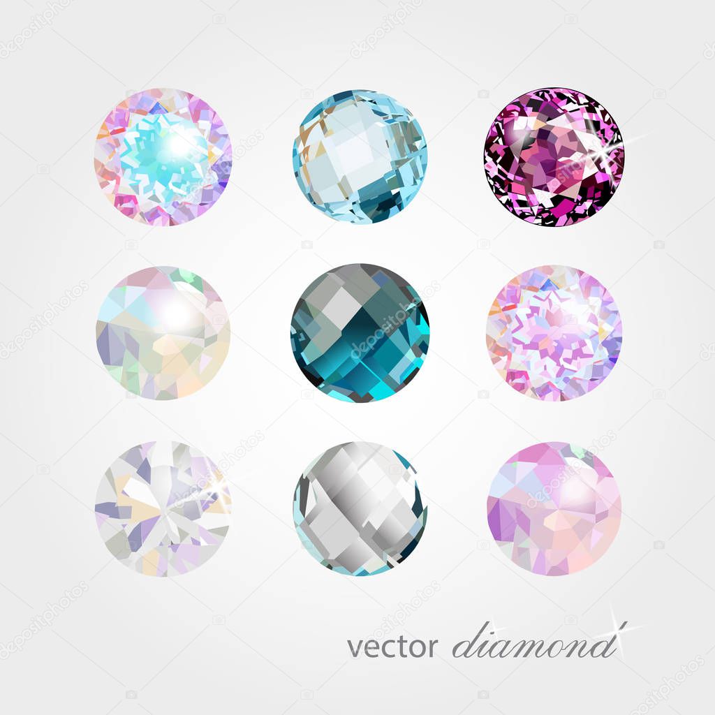 Collection of different colour vector gemstones