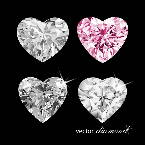 Heart Shape Vector Diamonds — Stock Vector