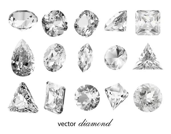 様々な形のベクトルダイヤモンドのコレクション — ストックベクタ