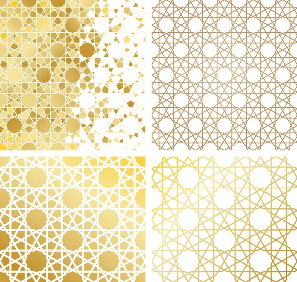 Vector Set Seamless Mosaic Patterns Oriental Style — Stock Vector