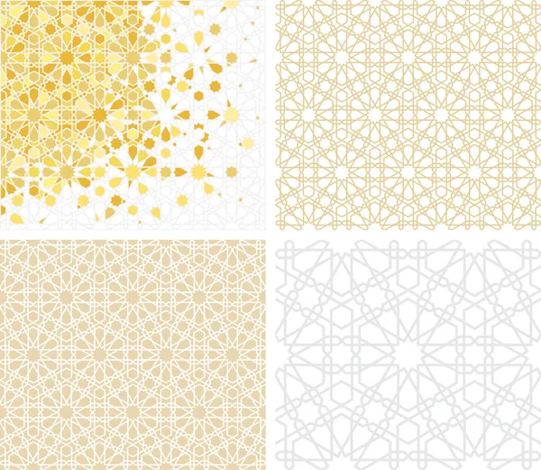 Vector Set Seamless Mosaic Patterns Oriental Style — Stock Vector