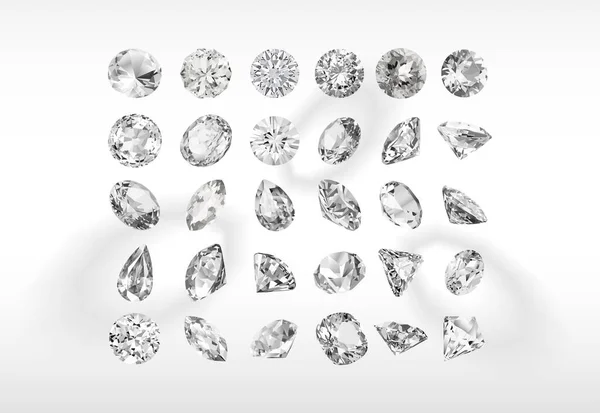 Ollection Different Shapes Vector Diamonds — Stock Vector