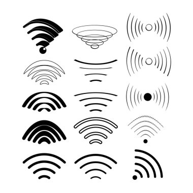 Kablosuz teknoloji, siyah web Icons set.