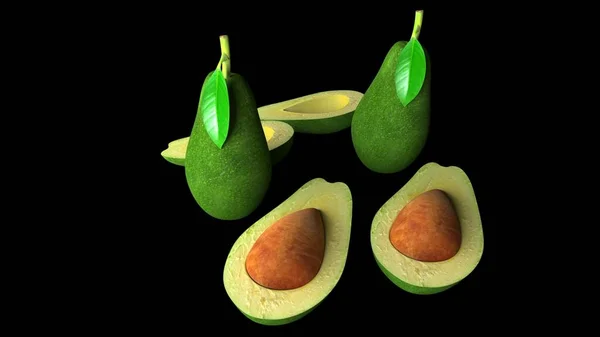 Avocado Auf Schwarzem Hintergrund — Stockfoto
