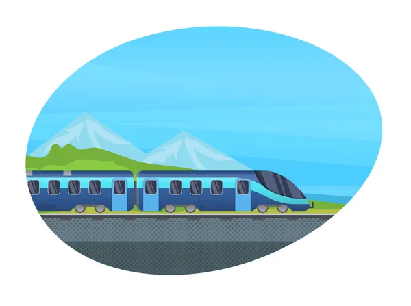 Demiryolu Lokomotifi Modern Tren Vagonu Metro Metrosu Demiryolu Aracı Vektörü — Stok Vektör
