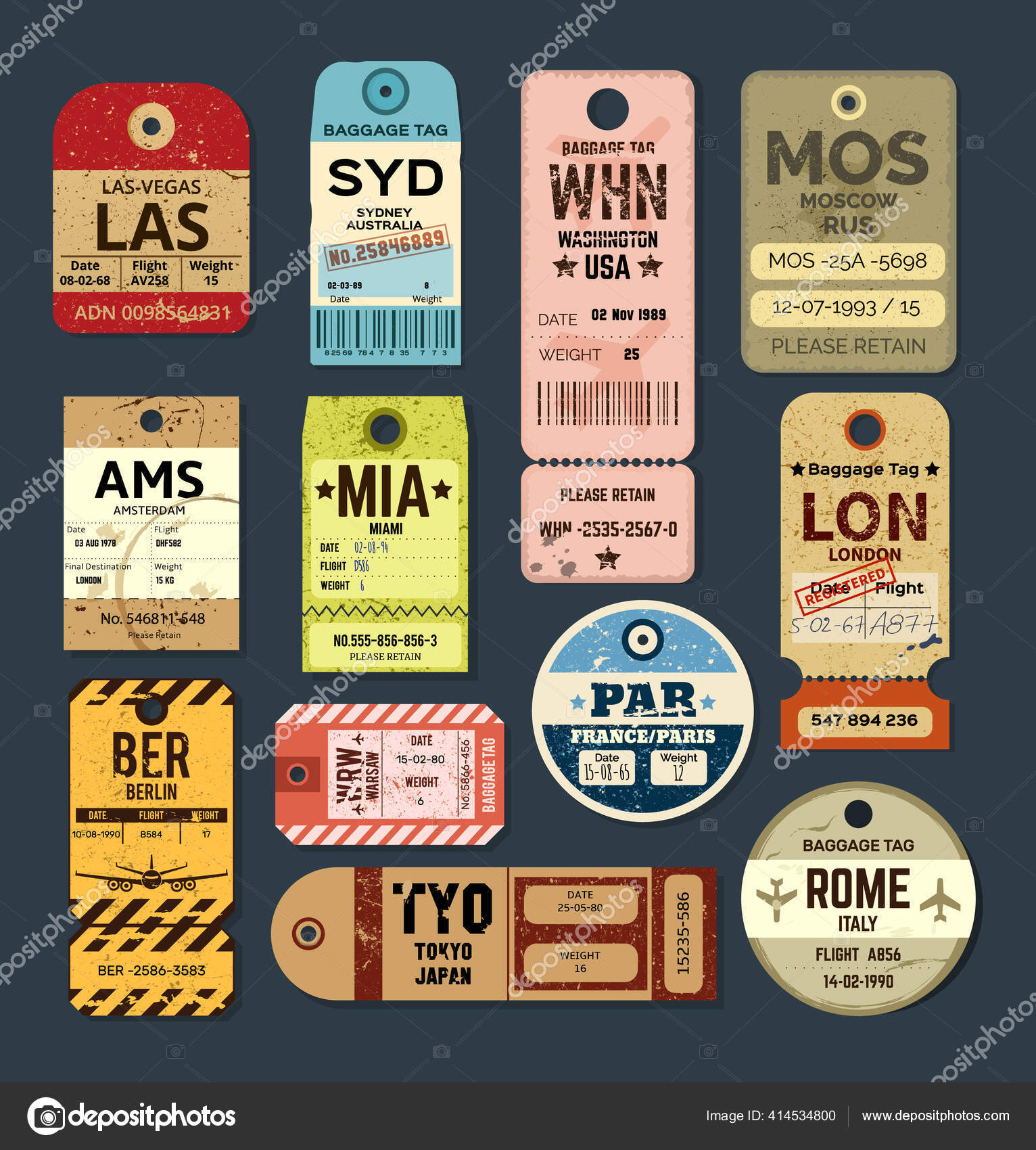 Vintage Airline Luggage Tags