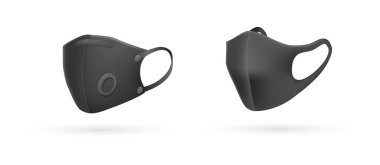 Gerçekçi koruyucu tıbbi solunum, yüz için kömür ve anatomik maske solunum cihazlarıyla karşı karşıya. Coronavirus koruması, virüsün yayılması, covid-19 salgını. Bakteriyel vektöre karşı maske koruması