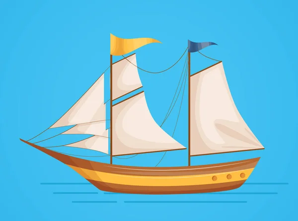 Námořní Lodě Moři Plachetnice Plachetnice Vodní Doprava Turistika Doprava Karikatura — Stockový vektor