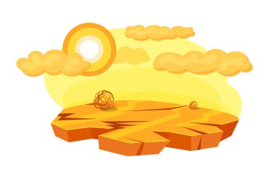 Doğal afetler kuraklık. Kuraklık, su azalması, kuraklık ve çatlak topraklarla. Felaket, felaket, doğa karikatür vektör illüstrasyonunun yok edilmesi