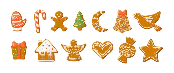 Lebkuchen Weihnachtsgebäck Schrift Alphabet Weihnachten Oder Neujahr Winterkost Mit Glasiertem — Stockvektor