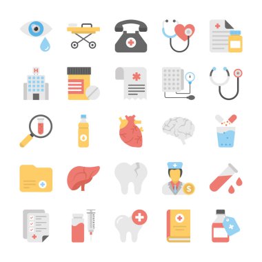 Tıbbi ve sağlık renkli vektör Icons Set 