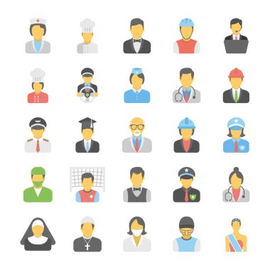 Meslekler düz Vector Icons Set