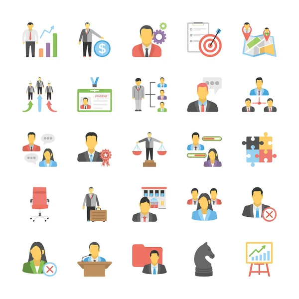 Recursos Humanos Iconos Planos — Vector de stock