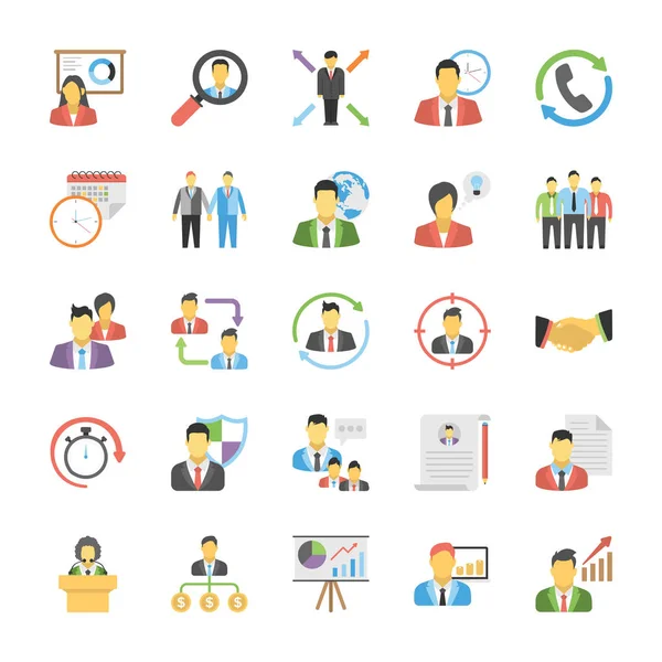 Iconos Planos Recursos Humanos — Vector de stock