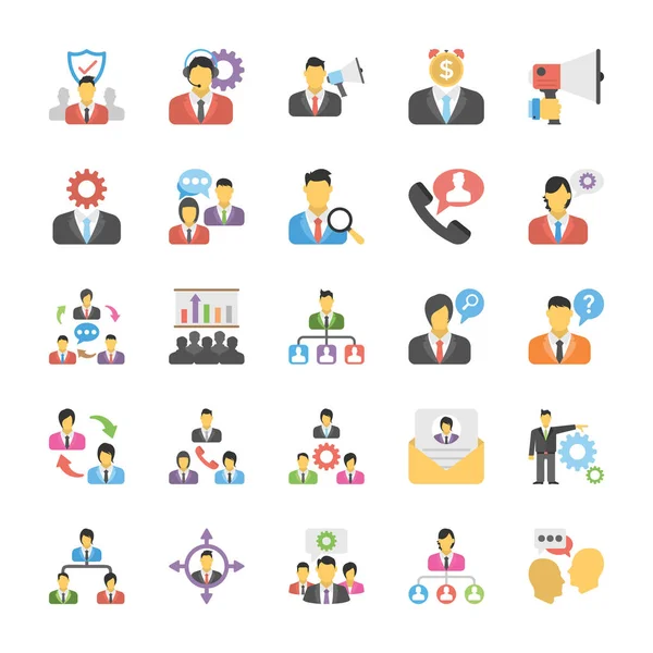 Conjunto Iconos Planos Recursos Humanos — Vector de stock