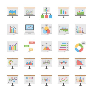Raporlar ve diyagramları Icons Set 