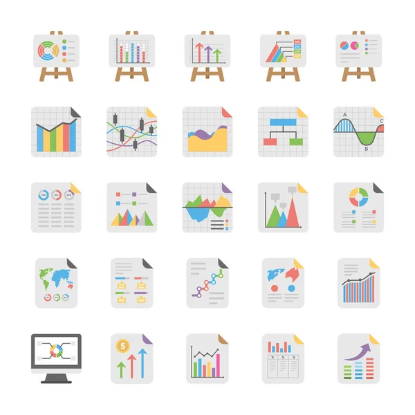 Rapports Diagrammes Icônes Pack — Image vectorielle